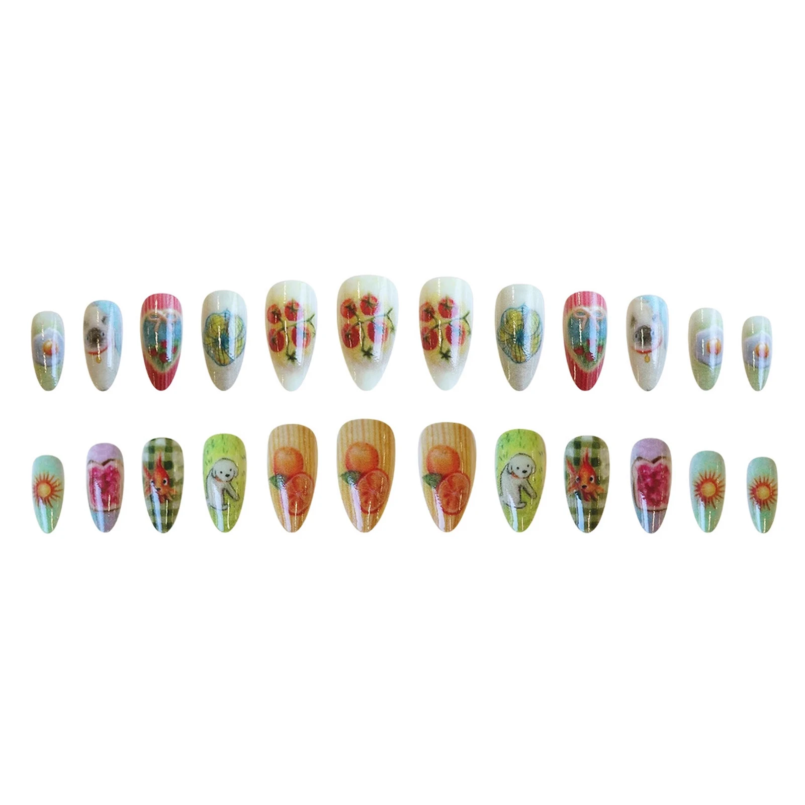 24pcs Almond Press On Nails Elegant Color False Nail Tips Manicure for Women DIY Salon Wear Daily Styling Durable