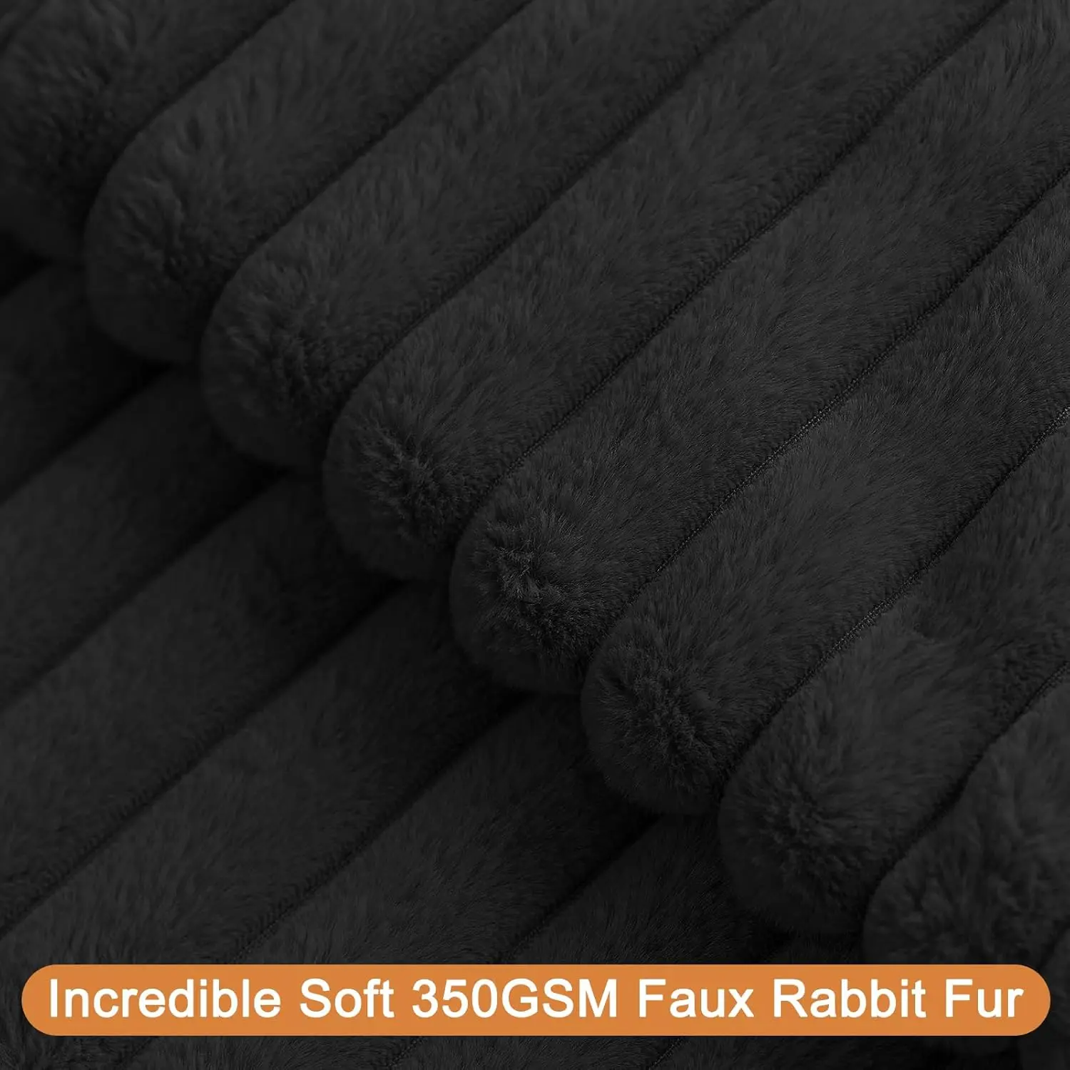 Black Double-Sided Plush Throw Pillow Covers 18x18 Fuzzy Striped Cozy Pillowcase Decorative Pillows Square Fluffy Cushion Covers
