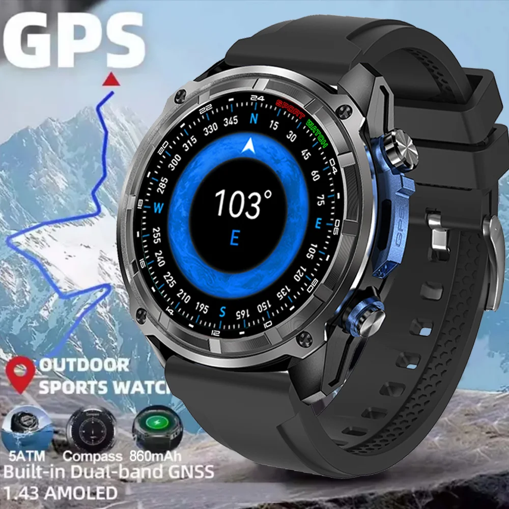 التخييم التنزه ساعة ذكية 2025 جديد في الهواء الطلق Smartwatch المدمج في نظام تحديد المواقع غير متصل خريطة 4GB الذاكرة 5ATM IP69K السباحة مقاوم للماء ساعة الرجال #1