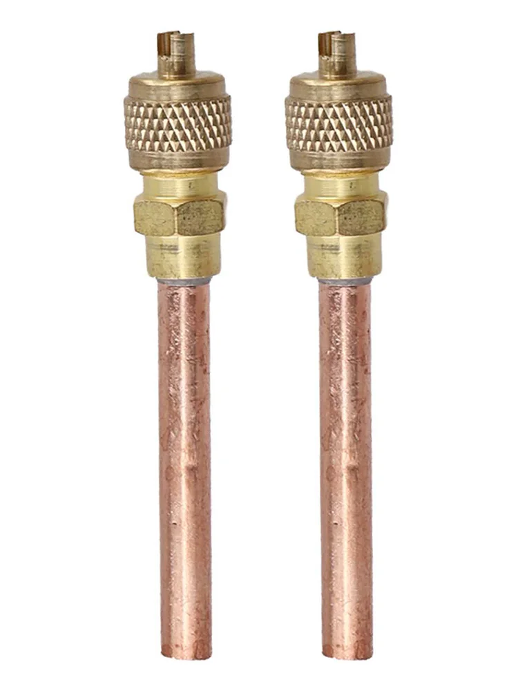 Copper Maintenance Valve Straight Through 6.35mm Outer Dia Core AC Refrigeration For Refrigerators Maintenance Valve