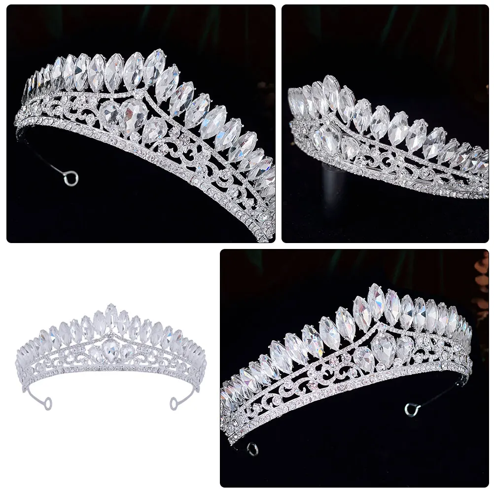

Sparkly Rhinestone Tiara Crown Headband For Women Wedding Bridal Party Birthday Dance Accessories Shiny Light Metal Design