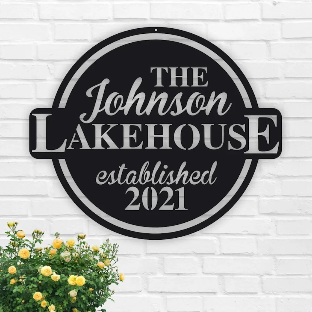 Personalized Family Lake House Established Date Metal Sign Lake House Sign Customized Farmhouse Home Decor Sign