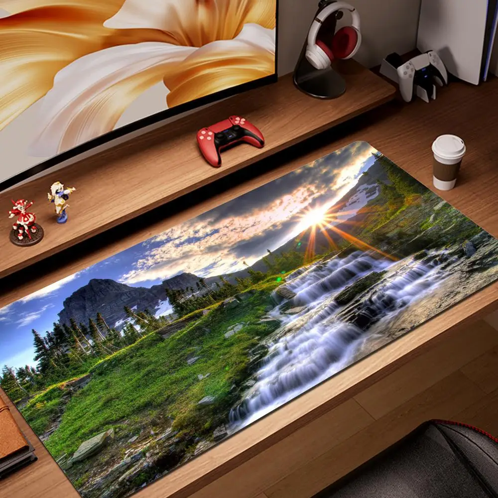 Mouse Pad Gamer Large XXL Computer Custom keyboard pad Mouse Mat Beautiful Nature Landscape Office Soft Gamer Laptop Carpet