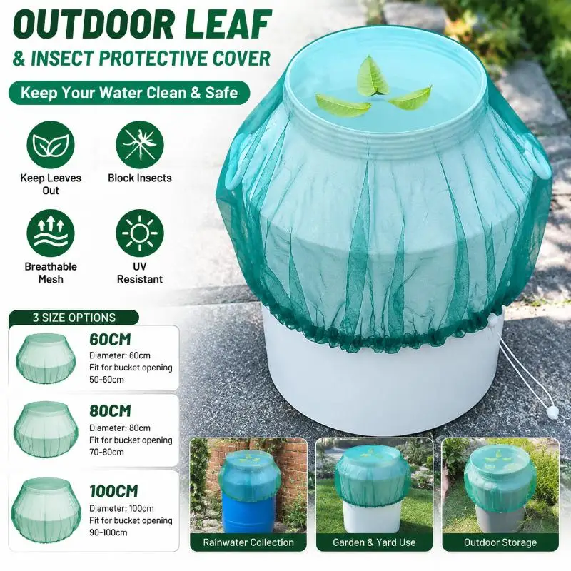 Elastic Mesh Bucket Cover Dustproof Insect Proof Water Tank Protector Portable for Camping Picnic Outdoor Water Bucket