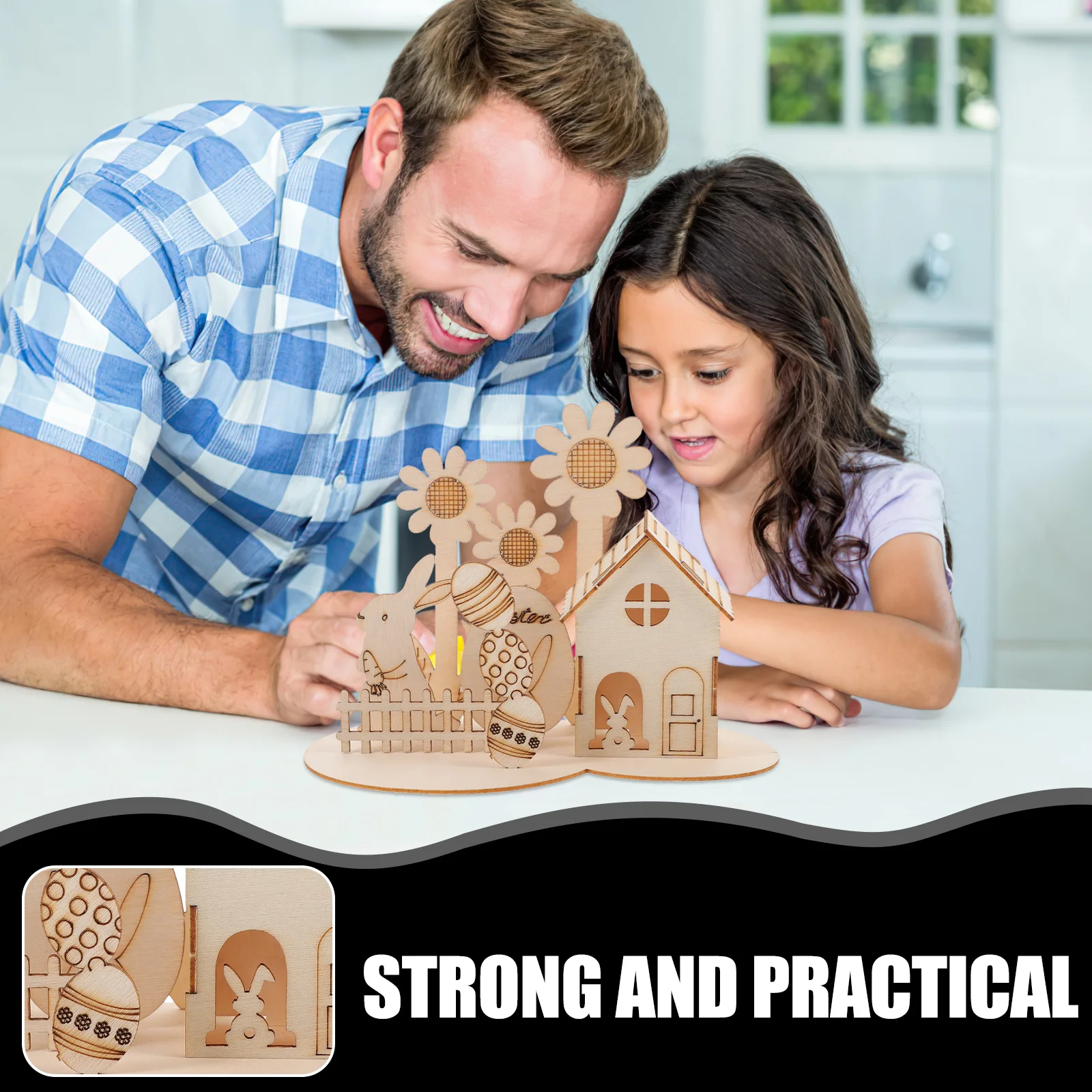 

1Set Easter DIY 3D Wood Puzzle Safe Assembly Fun Educational Game Family Gift Kids Boys Girls 3D Wood Puzzle Toy