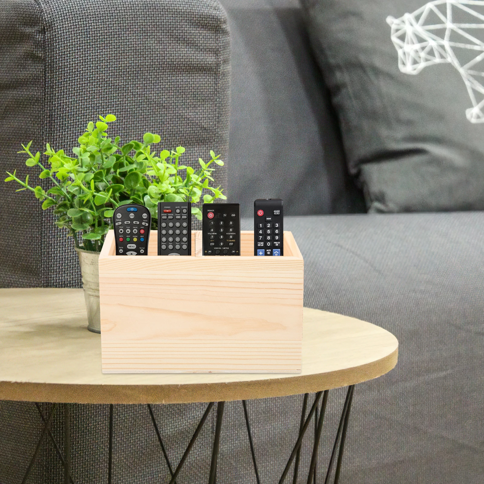 

Unfinished Solid Color Two Compartment Wooden Container Diy Box Storage Organizer Thickened Wood Pencil Holder Eco Friendly
