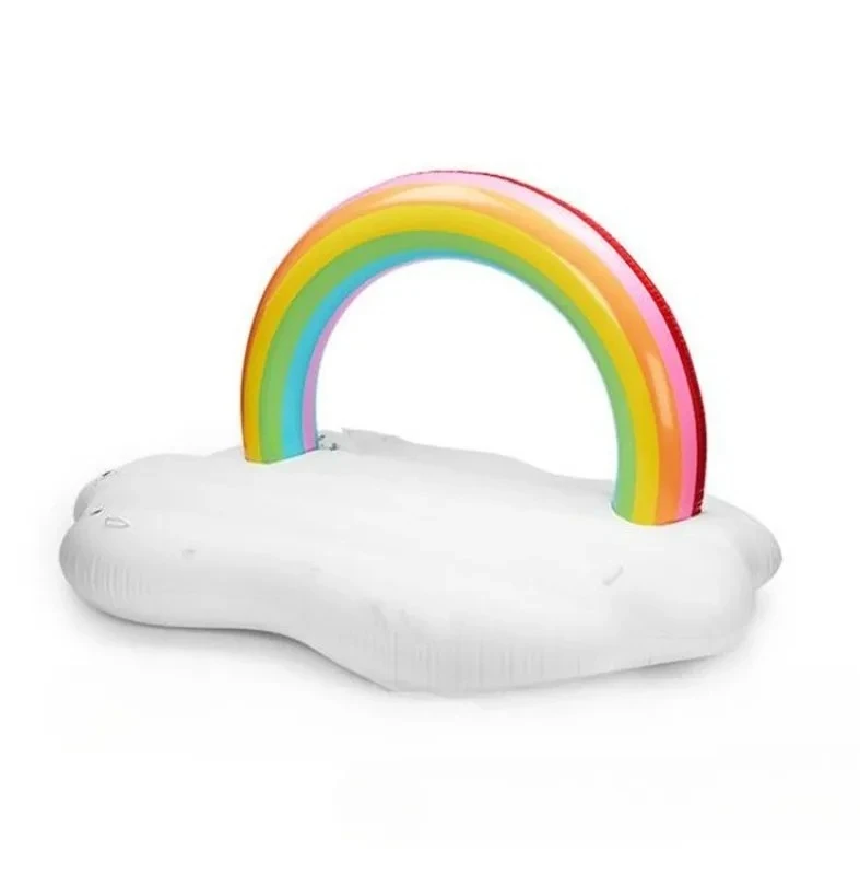 Inflatable Rainbow Cloud Floating Mat Water Relax Lounge Accessory Seaside Swimming Pool Leisure Bed
