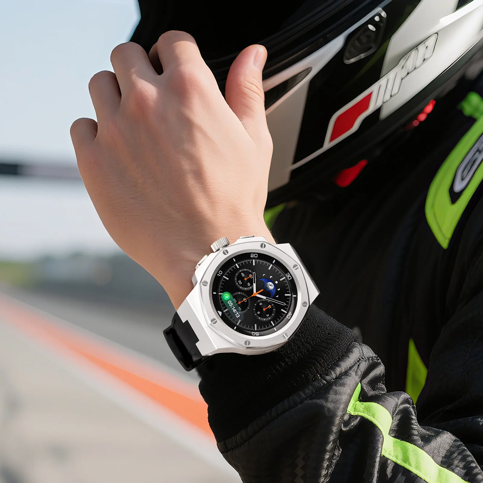 مجموعة تعديل فاخرة لساعة سامسونج 8 40 مللي متر 44 مللي متر حافظة معدنية شريط مطاطي لساعة 8 كلاسيكية 46 مللي متر طقم تجديد الملحقات