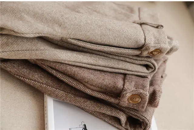 Wool Woolen Harem Trousers Women's Autumn and Winter New High Waist Slimming Ankle-Tied Suit Pants Loose Casual Cigarette Pants