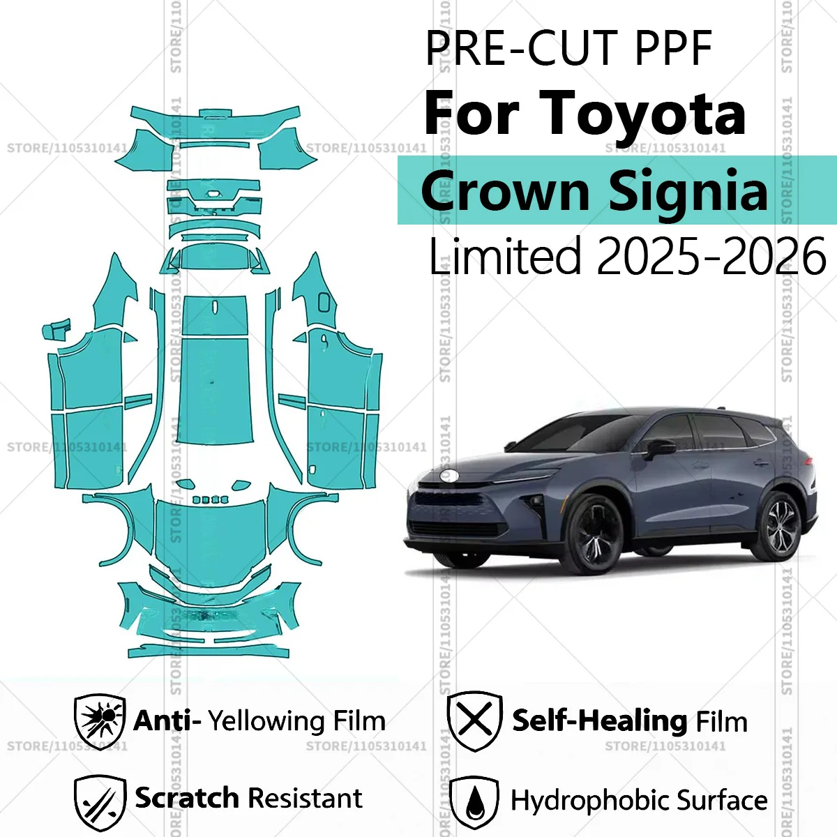 

Для Toyota Crown Signia Limited 2025-2026: Предварительно вырезанная прозрачная защитная пленка (PPF) для автомобиля, полный комплект для всего кузова