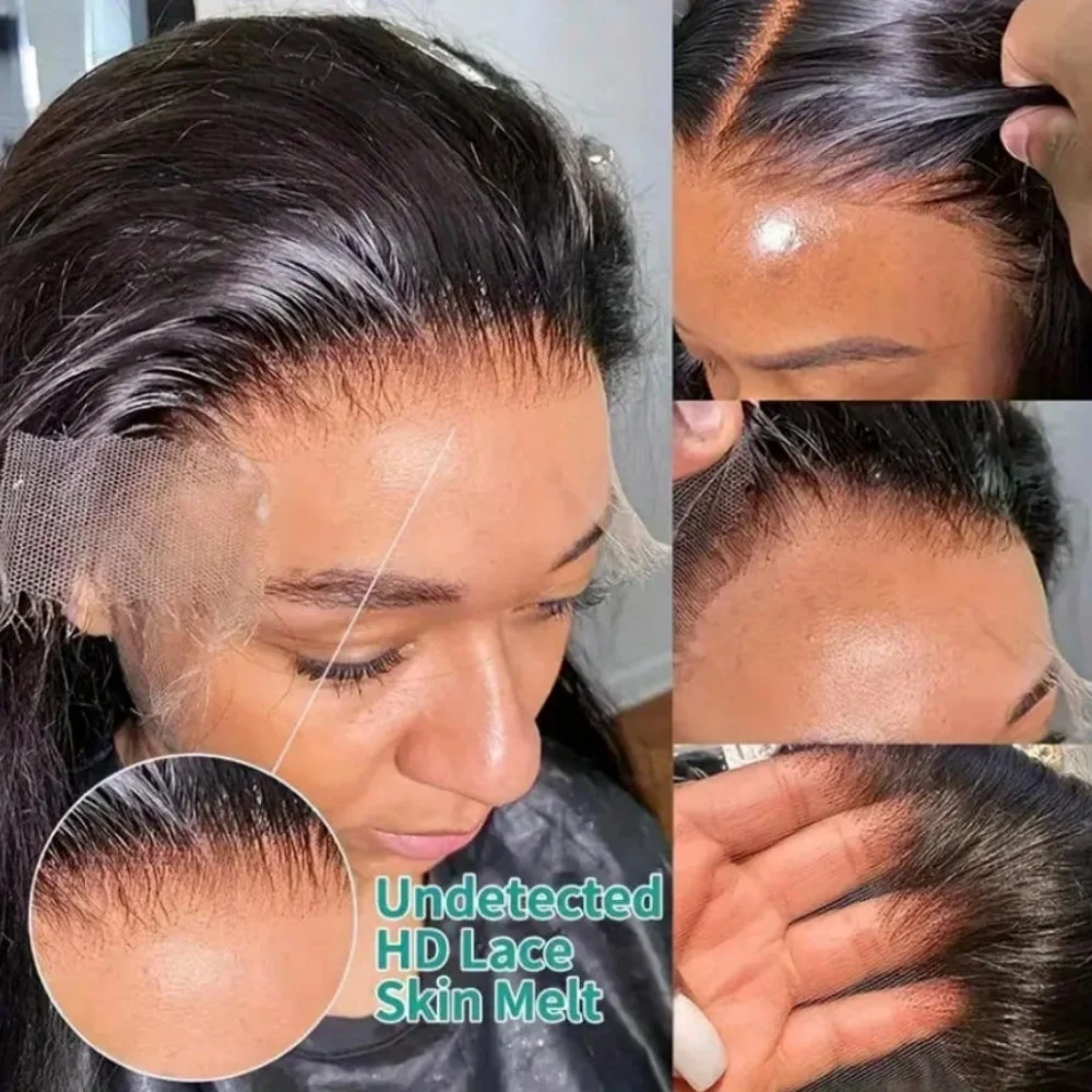 250% Brazilian Straight Human Hair Wigs 13x4 13x6 HD Transparent Lace Front Wigs Pre Plucked Baby Hair Natural Hairline Wigs For Black Women image 2