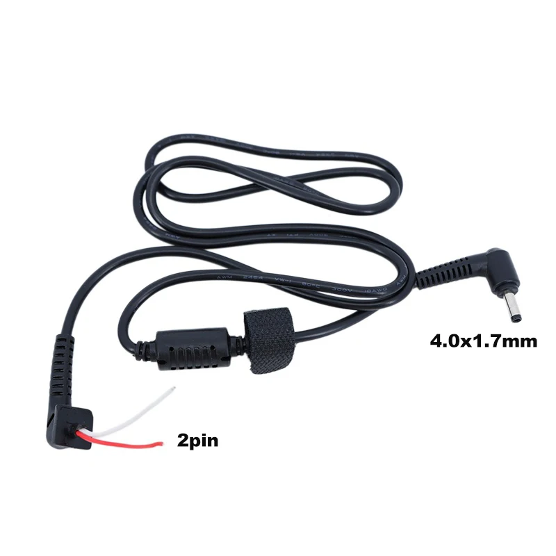 Black DC Cable 4.0x1.7mm Notebook Power Adapter Cord For Laptop 20awg 5A 2pin repair extend wire end