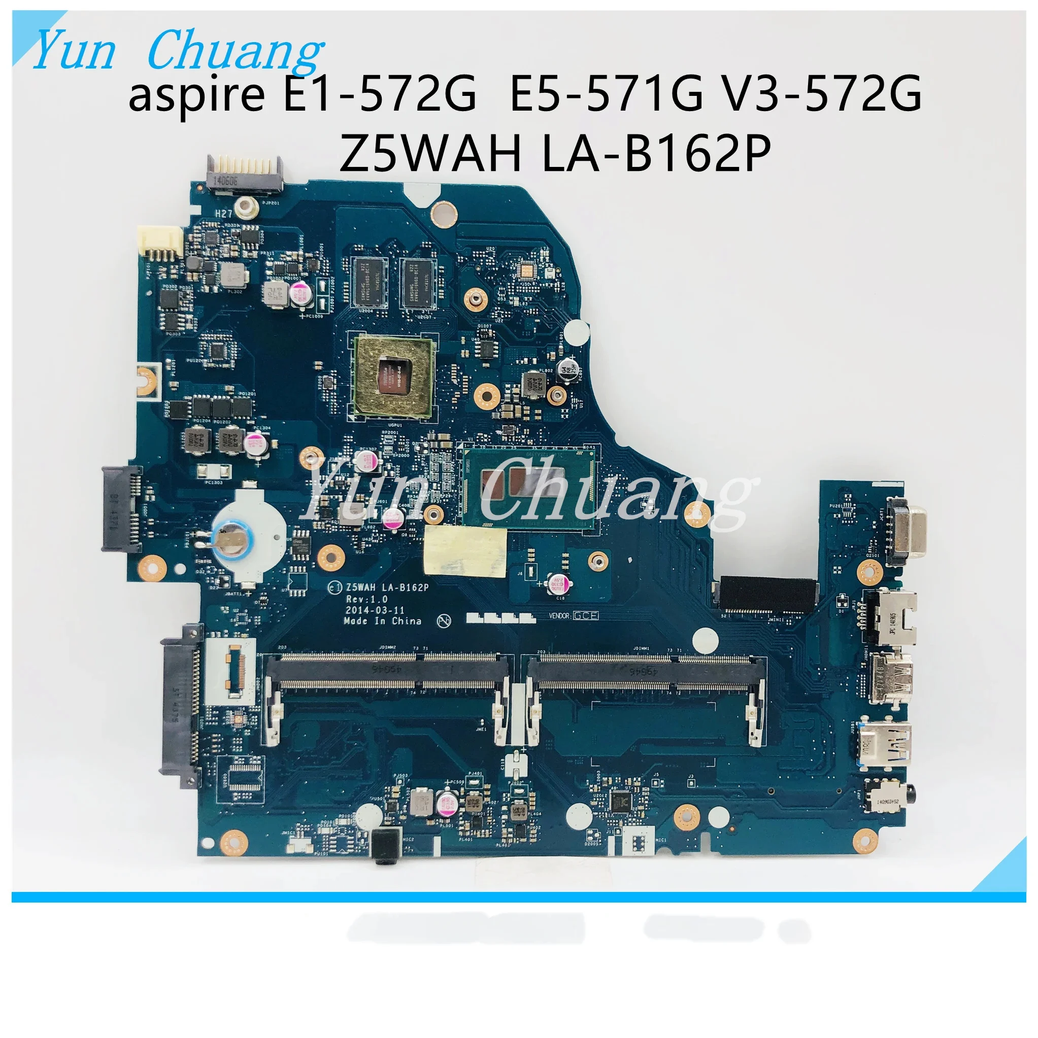 

Z5WAH LA-B162P For ACER E5-571 E5-571G V3-572G V3-532G laptop motherboard With i3 i5 CPU GT840M/820M 2GB GPU 100% full test