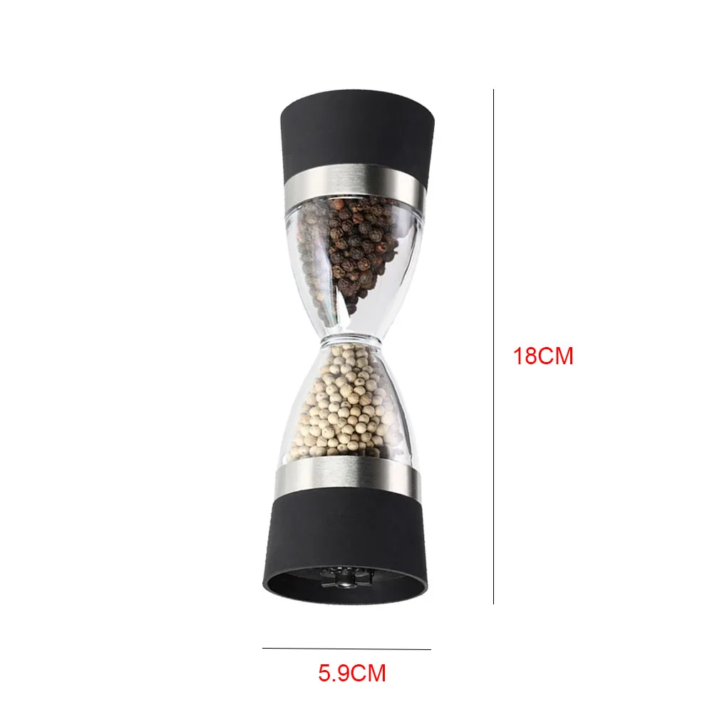 2 In 1 Manual Pepper Mill Hourglass Shape Salt Grinder Adjustable Coarseness Spice Seasoning Grinding Tool