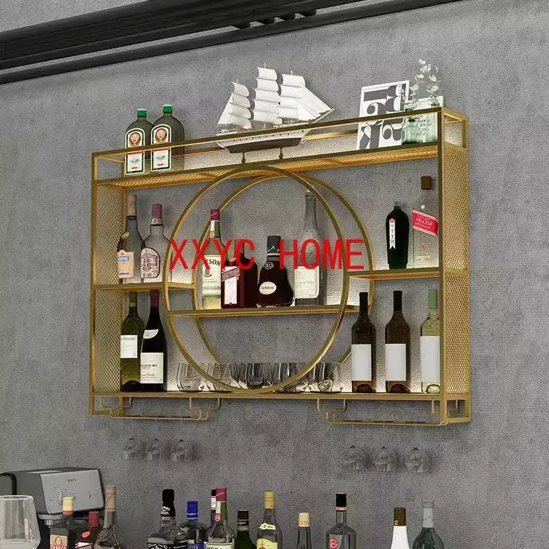 Shelf Whisky Wine Cabinets Industrial Modern Club Hanging Bar Cabinet Liquor Display Metalic Adega Barzinho Kitchen Furniture