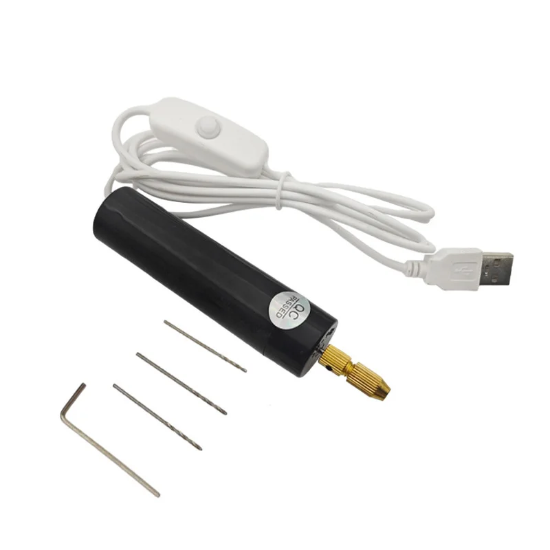 Portable Mini Electric Drill Pen Handheld Hole Punch Grinder for Epoxy Resin Wood DIY Craft Making Rotary Polishing Tool