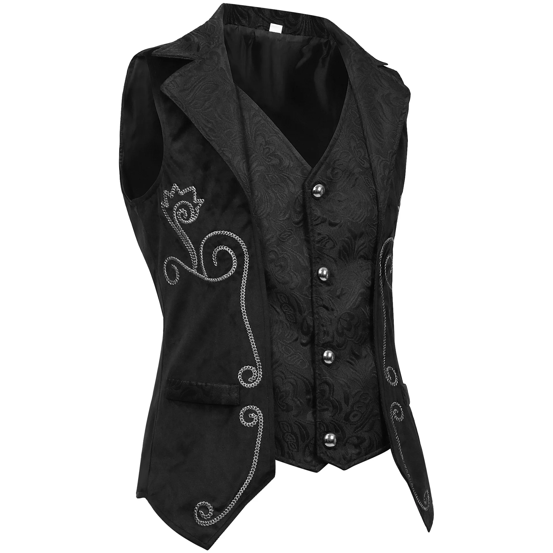 

Victorian Renaissance Tailcoat Party Costume New Mens Medieval Retro Casual Waistcoat Steampunk Black Adult Cosplay Jacket Vest