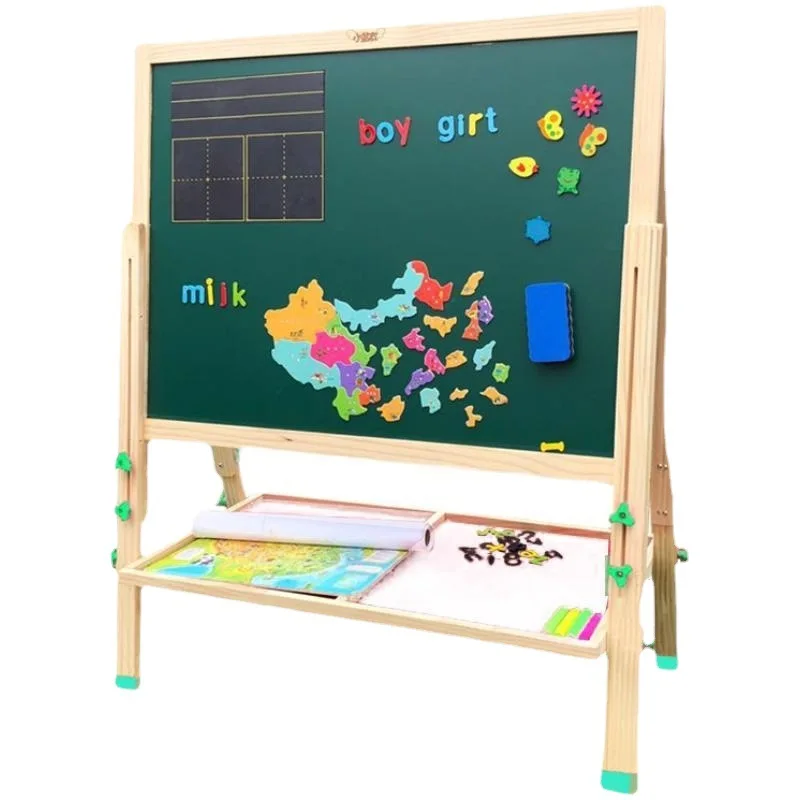 

Children's drawing board, household children's double-sided magnetic small blackboard, bracket-type erasable writing board