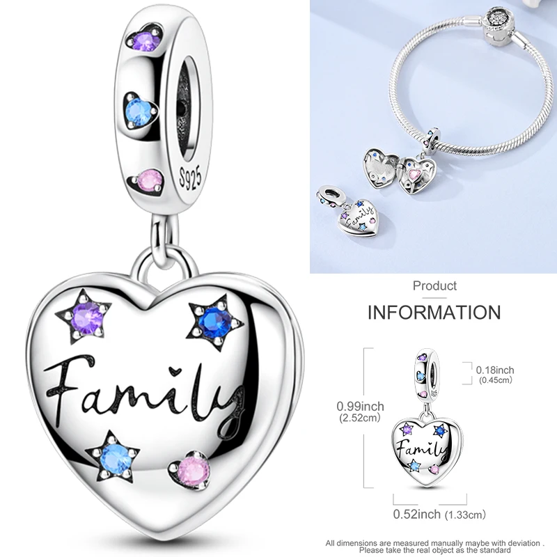 925 Sterling Silber Bunte CZ-Charm-Perlen Herz Baum des Lebens Elefant Hamsa Pfote Sonne Mond für DIY Armband Halskette Geschenk – Detail 30
