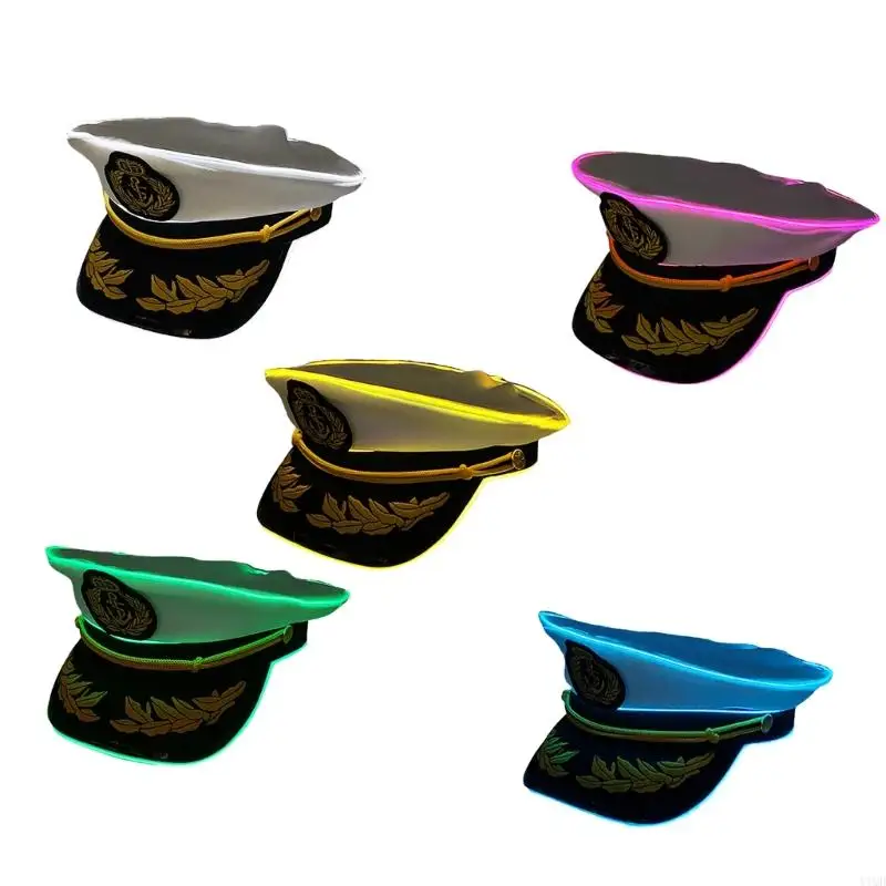 

Trendy LED Glowing Captain Hat Embroidered For Outdoor Adventures