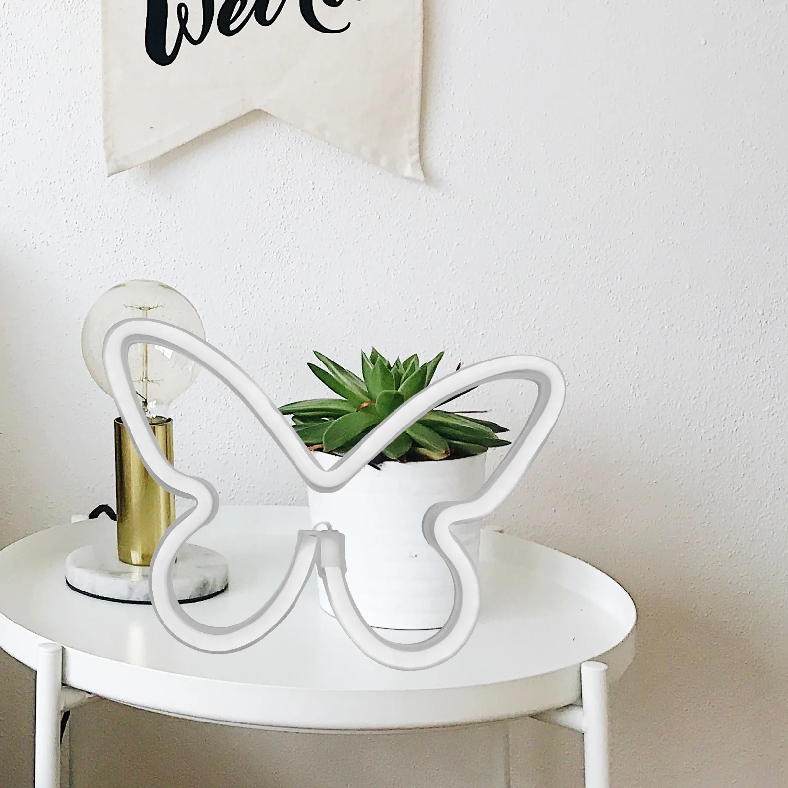 

2pcs Butterfly Neon Sign Wall Decor Led Night Light For Bedroom Room Bar Decoration Wall Hanging Usb Powered Neon Lamp Light Up