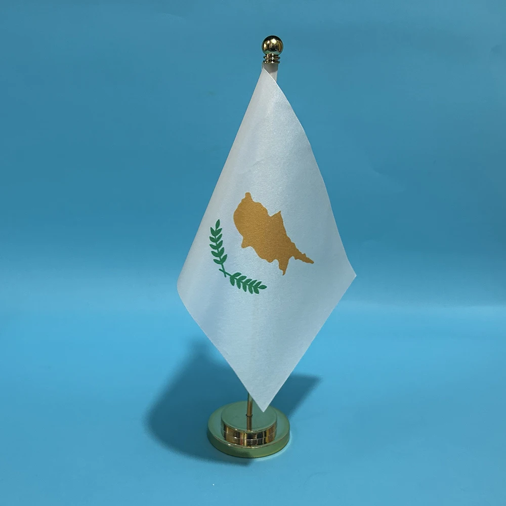 Bandera de escritorio de oficina SKY FLAG, bandera de Chipre, 14x21cm, poliéster, bandera nacional de Chipre, bandera de país, adornos de escritorio, banderas