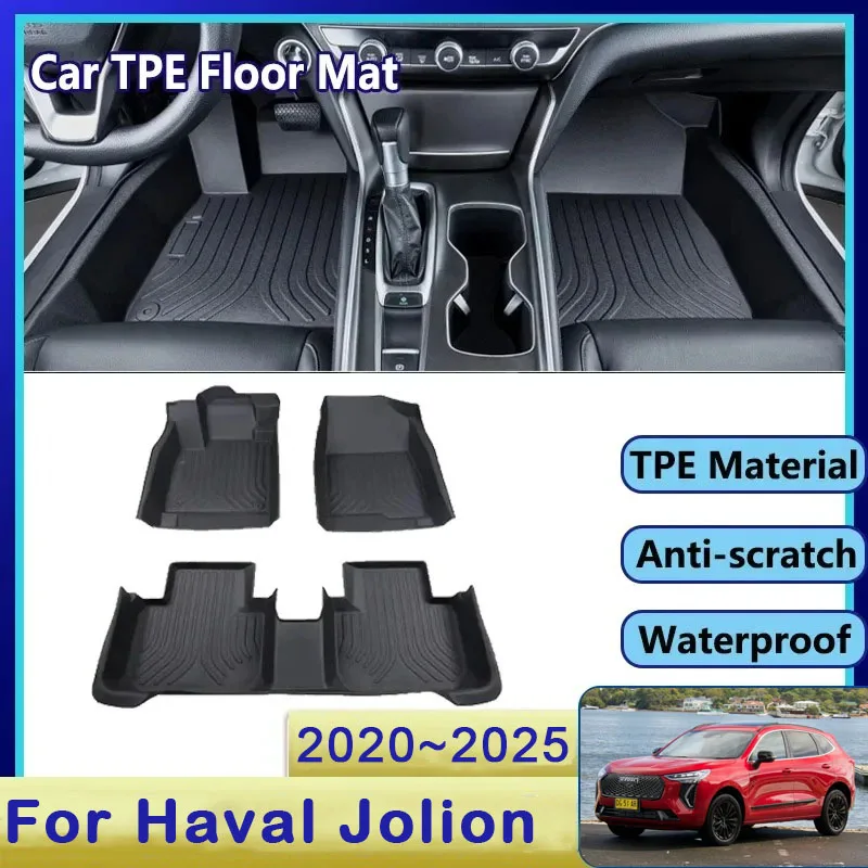 Car Floor Mat For Haval Jolion Hybrid 2020 2021 2022 2023 2024 2025 Waterproof Mud Carpet TPE Foot Pad Full Rug Accessories