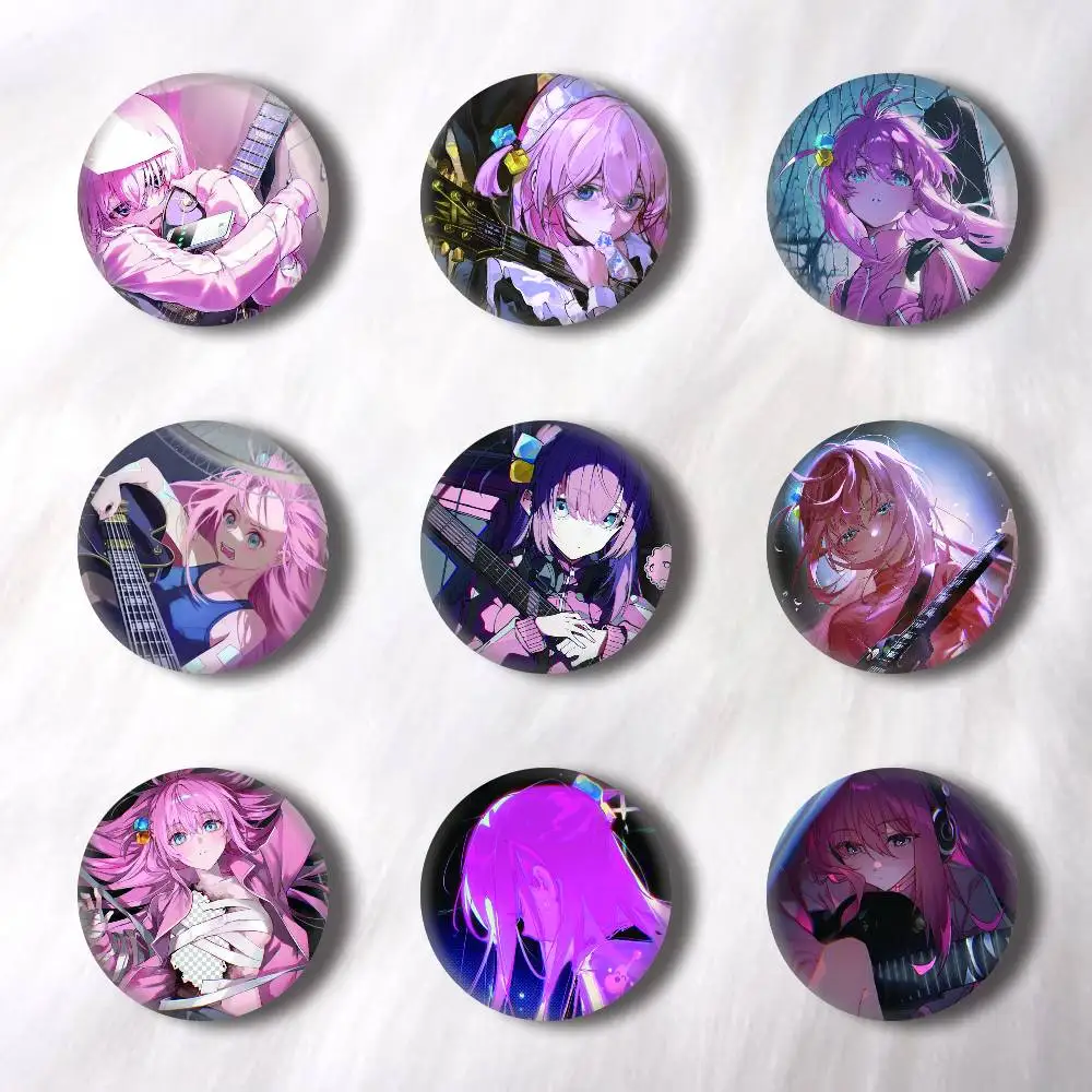 Anime Gotoh Hitori Creative Round Button Badges Cute Pin Brooch for Backpack Clothes Lapel Jewelry Accessories Friends Gift