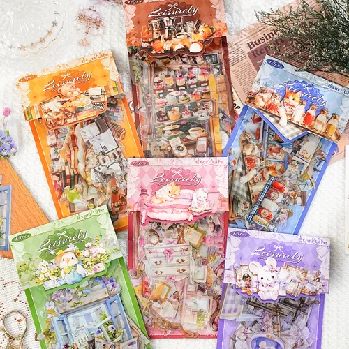 Imagen 1 del producto 30 uds/1 lote de pegatinas de papelería kawaii, restaurando tranquilamente y disfrute para un diario basura de larga duración, decorativo