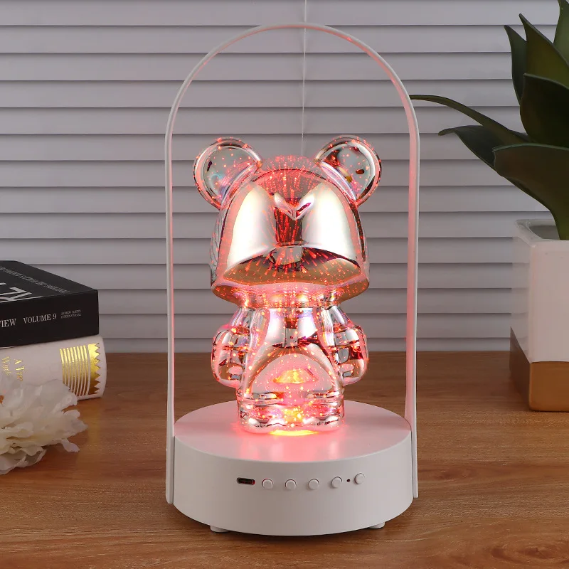 3D Colorful Night Light Luminous Bluetooth Fireworks Ambient Light Bedroom Ornament Bedside Light Gift Bear Lamp