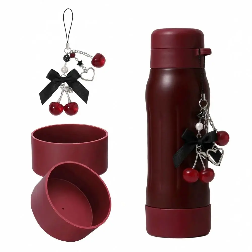 2PCS Set Black Cherry Charm Silicone Black Cherry Silicone Boot Perfect Fit 24/32/40oz Water Bottles Accessories