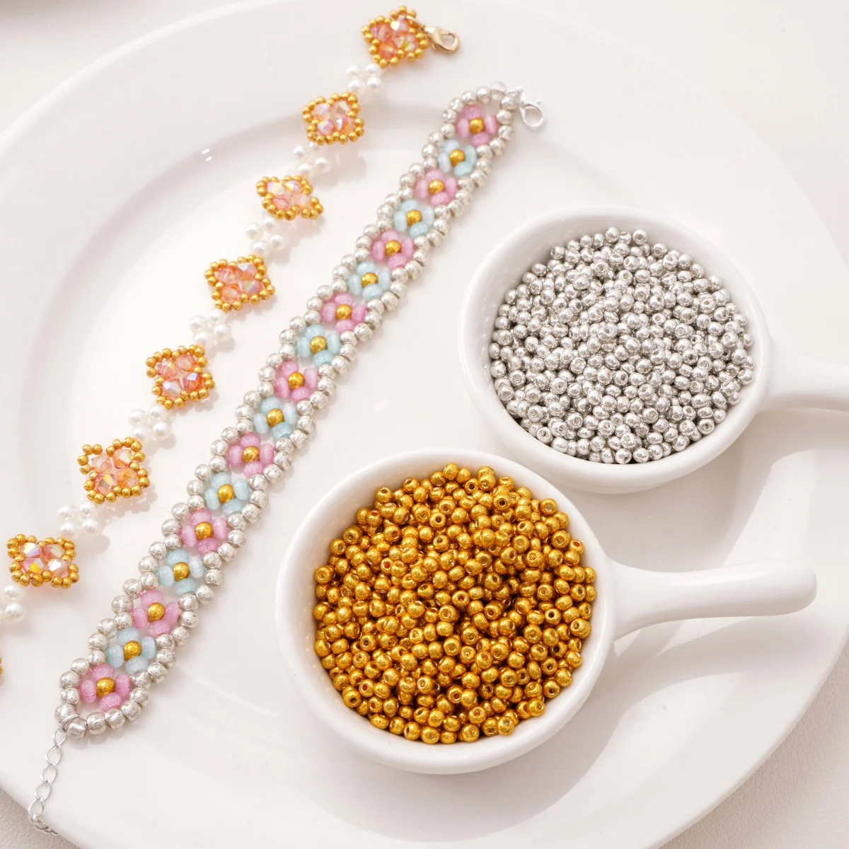 High Color Retention Glass Seed Beads 1.5‑4mm Gold Silver Color Loose Beads For DIY Bracelet Necklace Jewelry Making Accessories