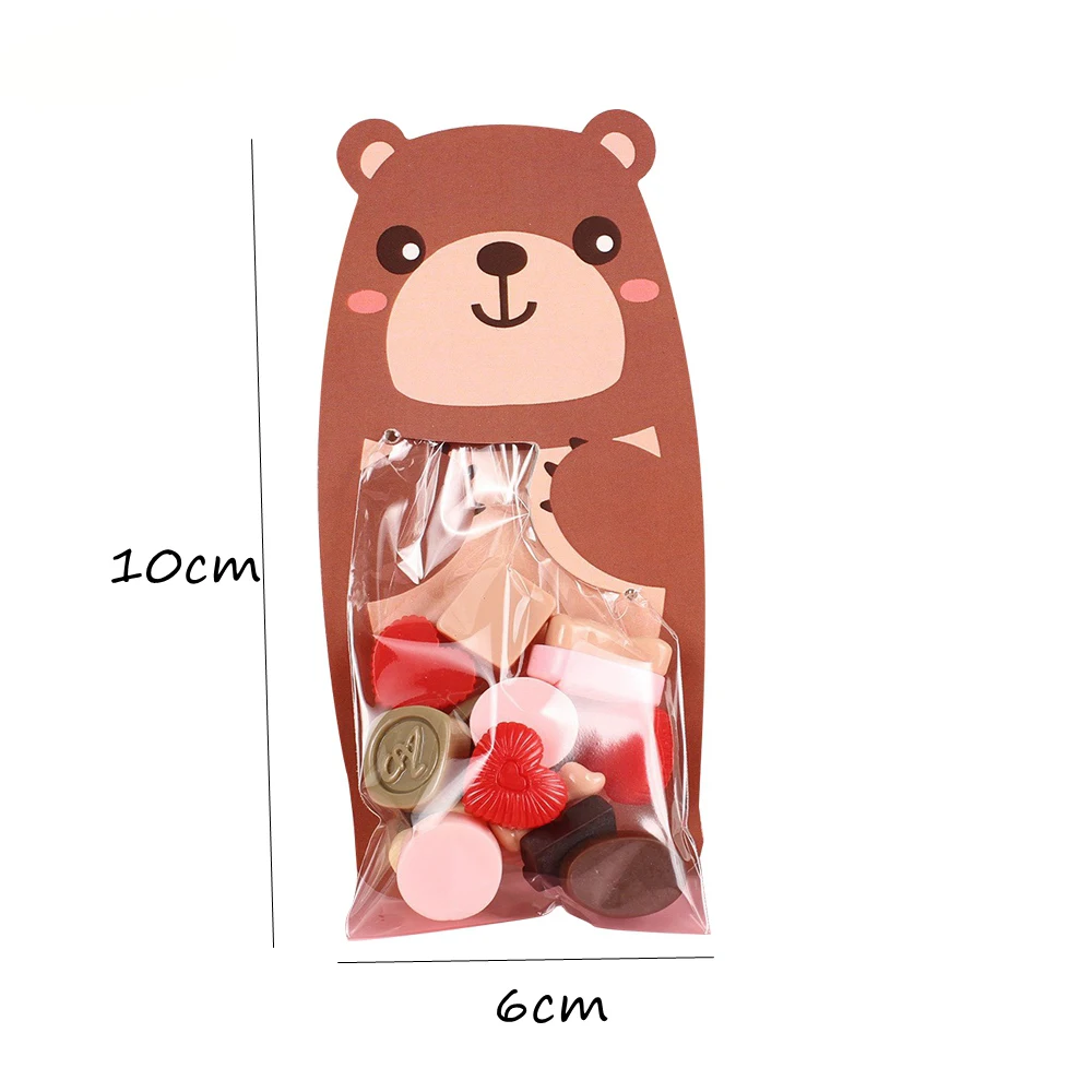 Cartoon Bear Candy Bags Cute Bear Cookie Boxes for Kids Bear Theme Birthday Party Decorations DIY Baking Packaging Gift Supplies