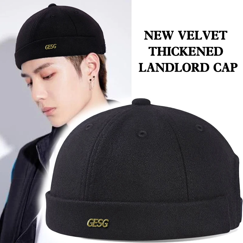 New design for winter men's warm big head circumference with plush insulation and sealed melon skin hat, trendy wool landlordhat