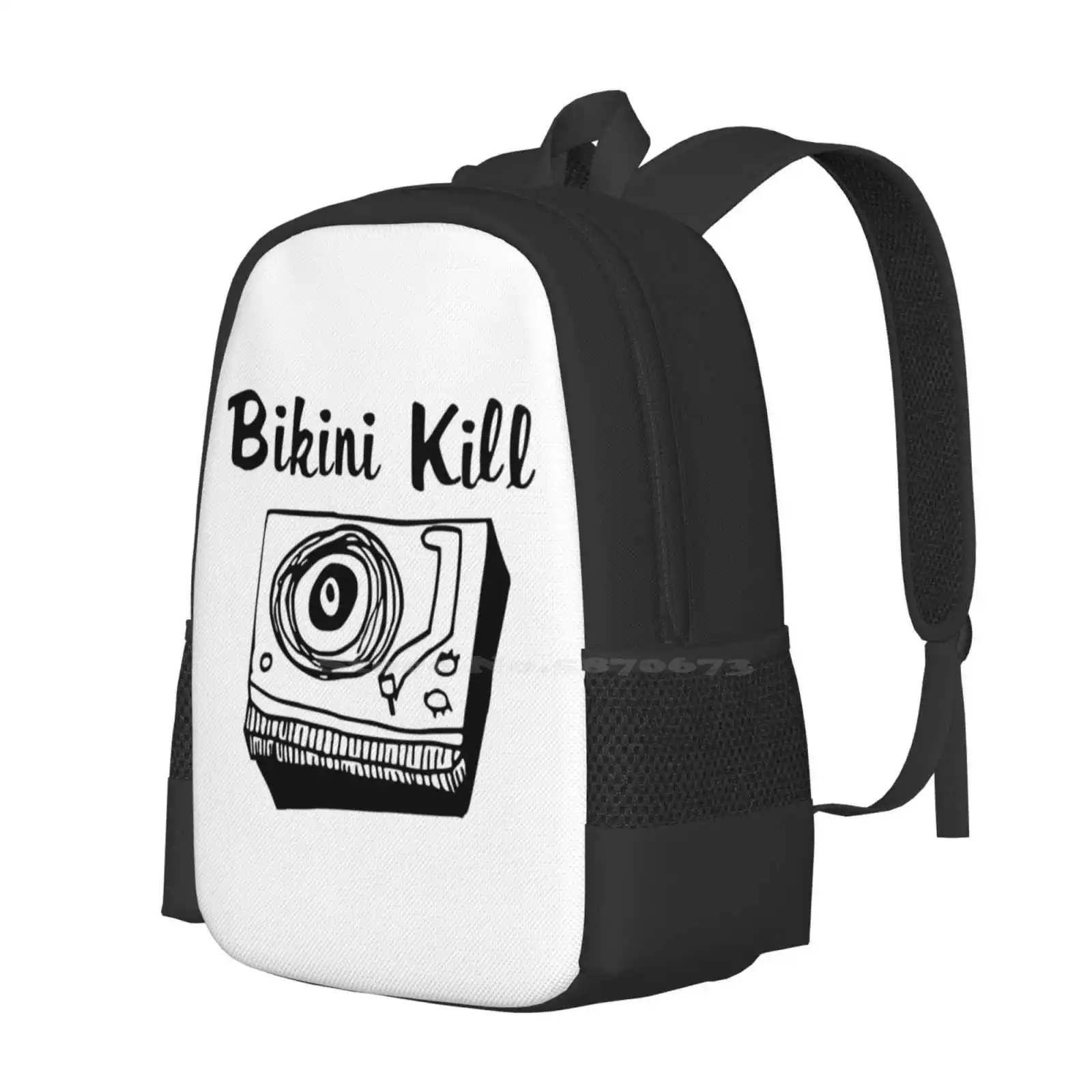 Bikini Kill Logo-Black Pattern Design Laptop Travel School Bags Bikini Kill Riot Grrrl Riot Girl Kathleen Hanna Sleater Kinney