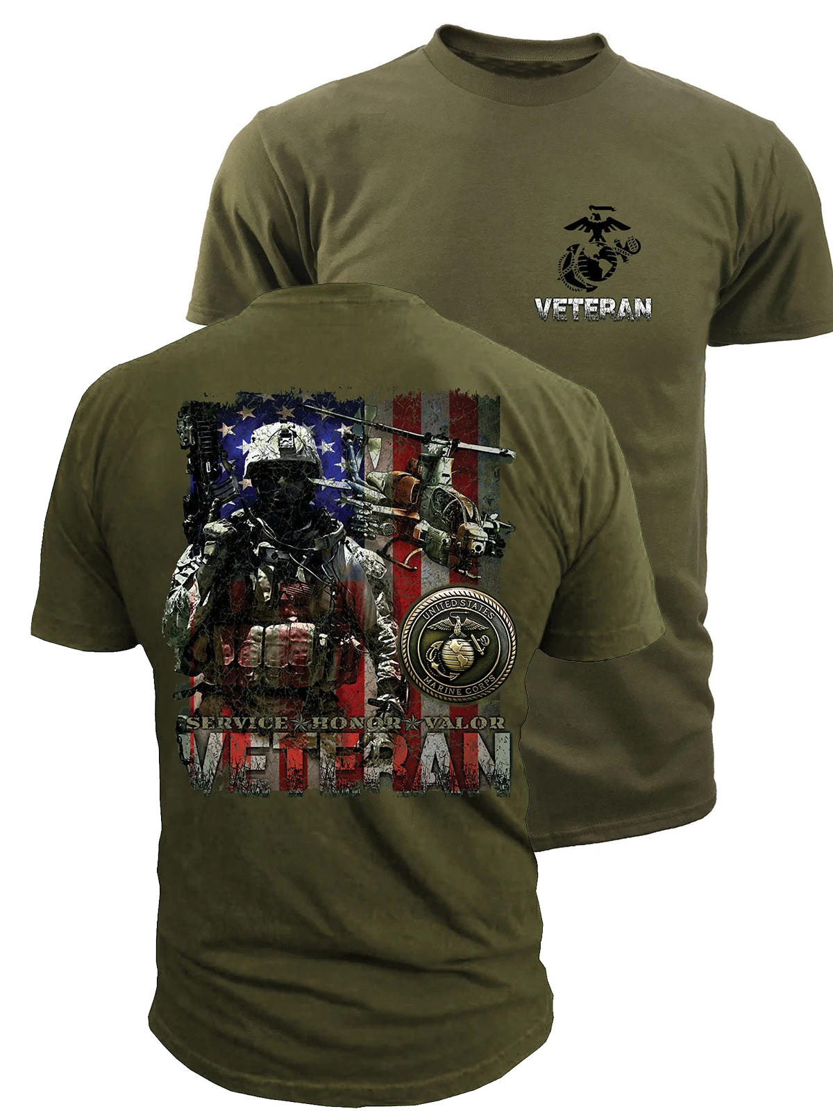 US Marines Corps Veteran Flag T-Shirt New 100% Cotton Short Sleeve Casual O-Neck Summer Mens T-shirt Size S-3XL