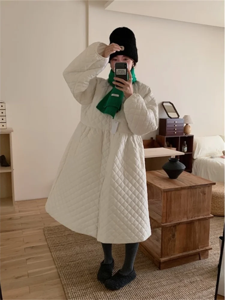 

Korean Sle Women's Cotton Jaet Quilted Pattern Spring New Retro Unique Super Beautiful Trendy Long Sve Slim Fit Coat