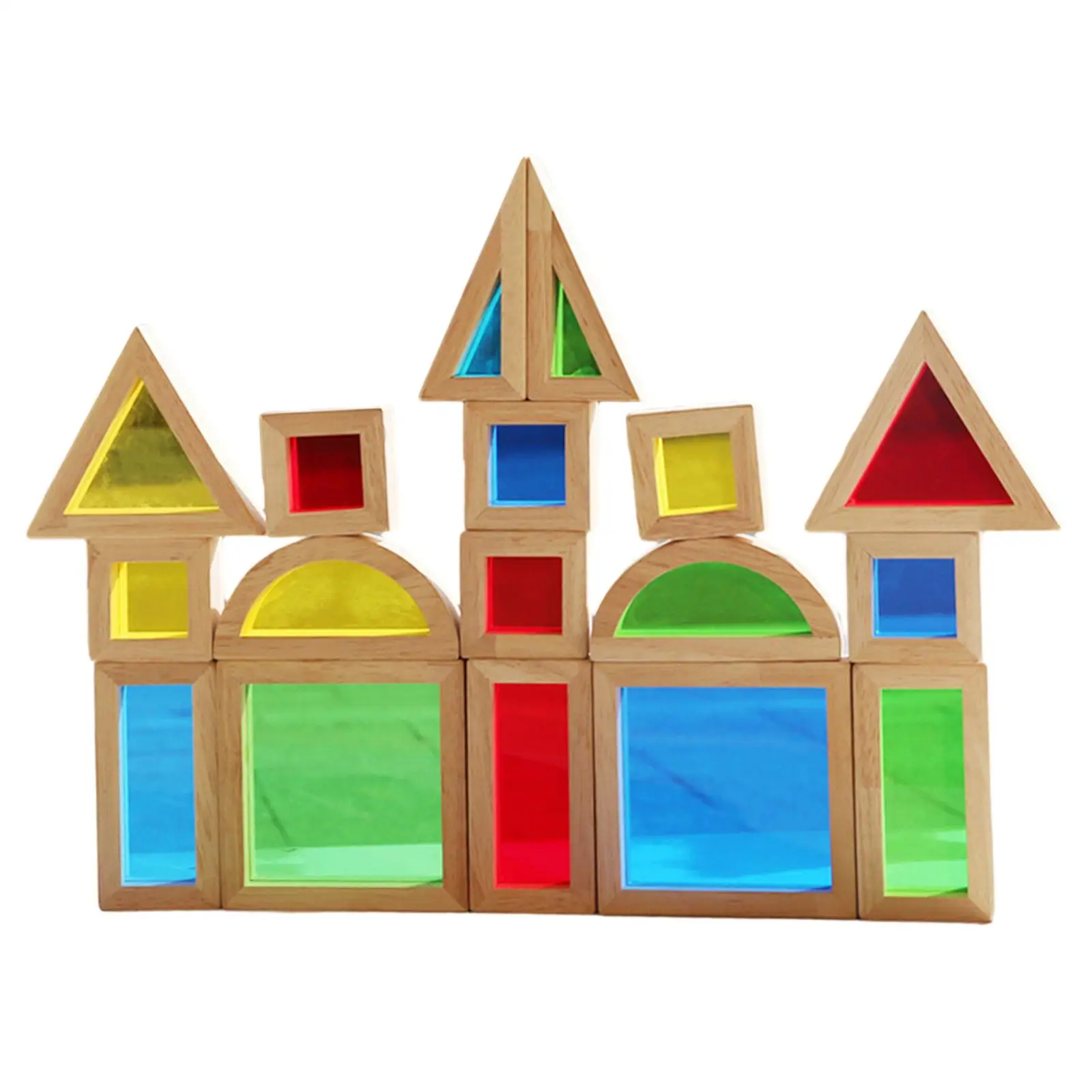 17x juego de apilamiento juguetes de construcción juego de bloques de construcción de madera preescolar colorido niños niñas niños edades 2-4 apilador de arco iris