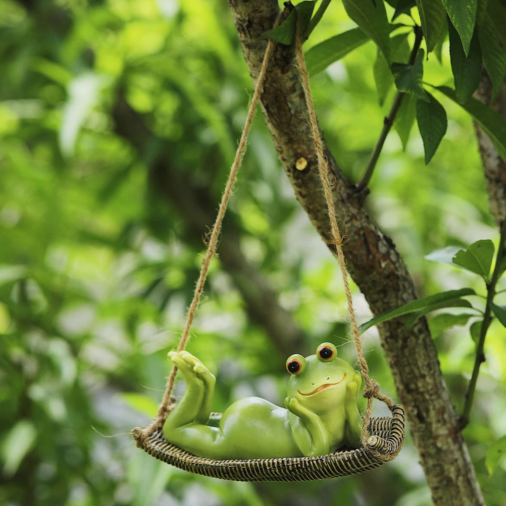 

Carving Resin Animal Sculptures Frog Figurines Garden Hanging Decoration Outdoor