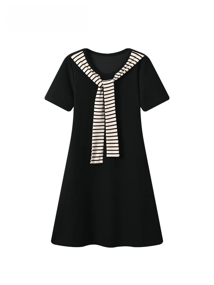 

CaraCLUB plus Size Short Sleeve Dress Women's Fashionable College Style Summer New Slimming Young-looking A-line Dress