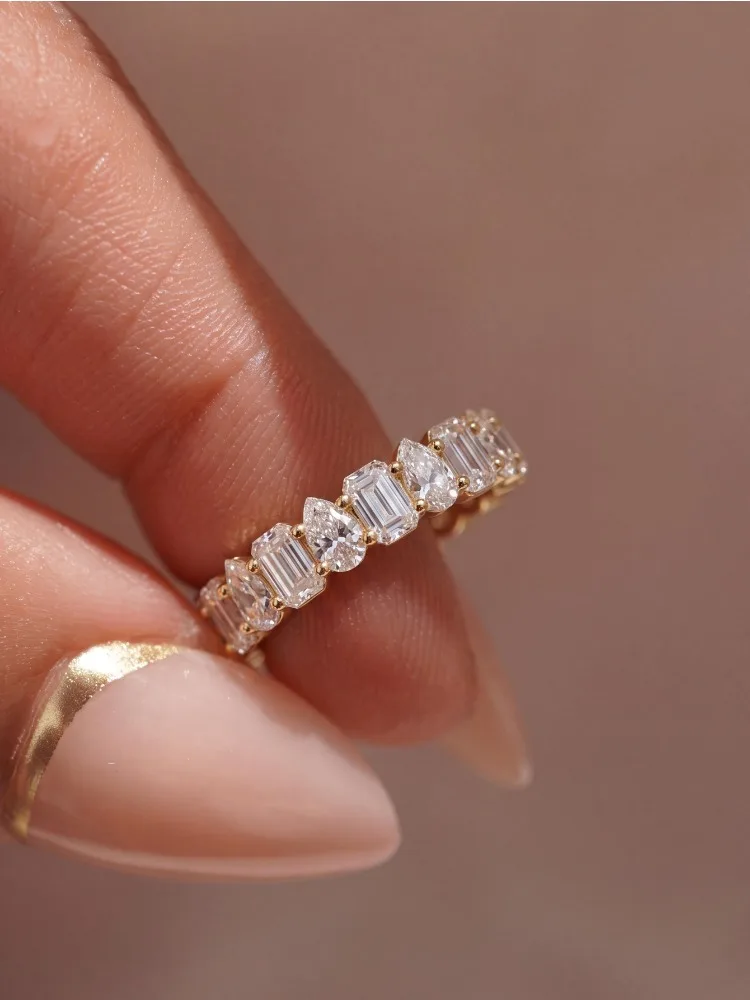 Klassischer 925 Sterling Silber Prächtiger Rechteckiger Birnenförmiger Zirkon-Ring für Damen, Verlobung, Hochzeit, Modischer Hochwertiger Schmuck – Detail 2