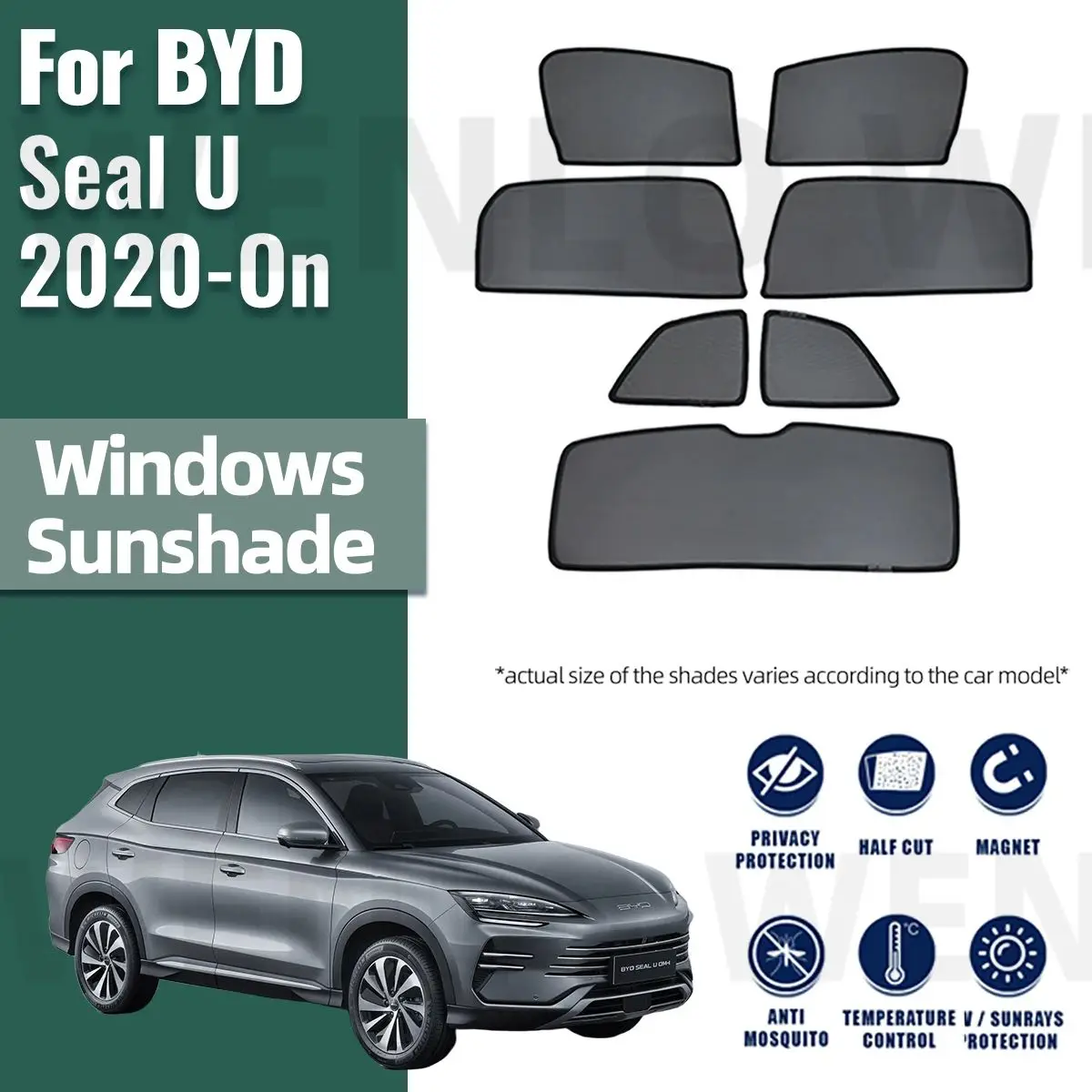 

For BYD Seal U SUV Sealion 6 2020-2024 2025 Magnetic Car Sunshade Front Windshield Curtain Rear Side Window Sun Shade Shield