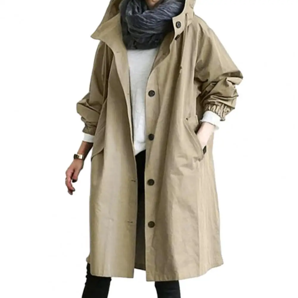 

Trench Coats Women Elegant Trench Coats Double Breasted Lightweight Windproof Trenchcoat Solid Color Mid-length Trenchcoat