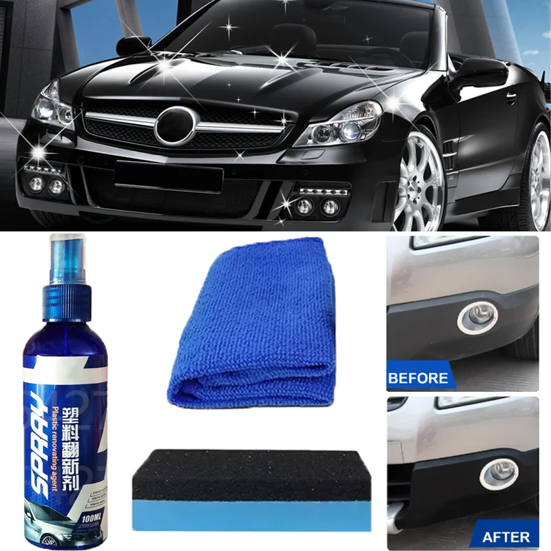 

Car Plastic Restorer Back To Black Gloss Cleaning Products Universal Cars Polish Repair Renovator Coating Auto Tool Accessories