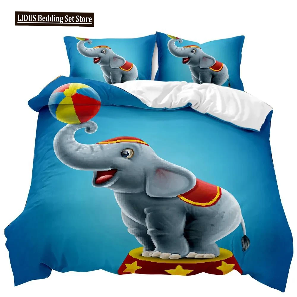 

Elephant Duvet Cover Set Elephant Playing With Ball Animal Theme Twin Bedding Set Double Queen King Size Polyester Qulit Cover