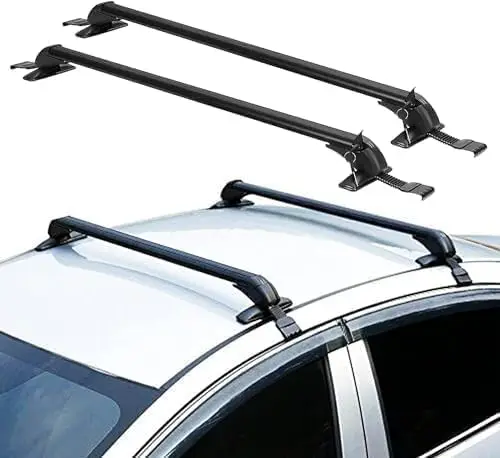Barres transversales de galerie de toit, 2 pièces 40 ''porte-bagages universel en aluminium pour barre transversale de voiture avec cadre de fenêtre