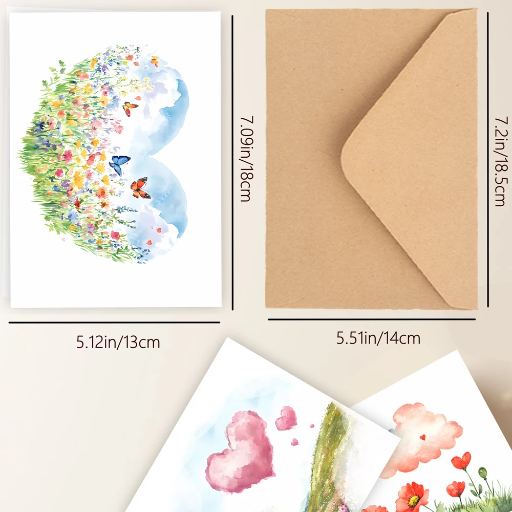 24pcs Heart Theme Greeting Card Set with Envelopes, DIY Invitation Cards, Multifunctional Fun, Express Love, Suitable for Anyone