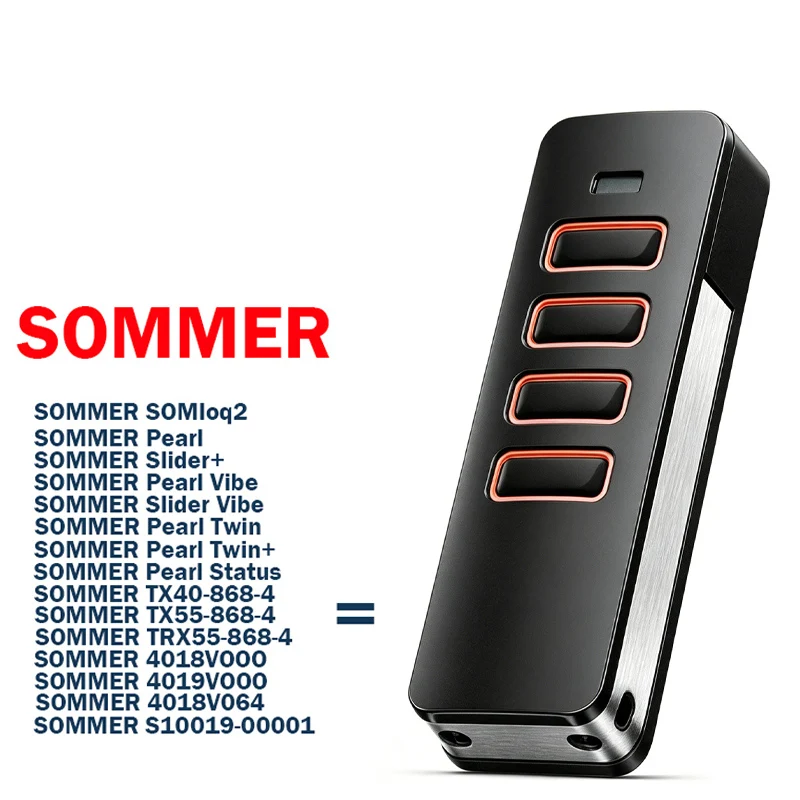 868MHz SOMMER Pearl Vibe Twin Status 4018 4019 TX55-868-4 4018V000 Garage Door Remote Control SOMloq2 Electric Gate Opener