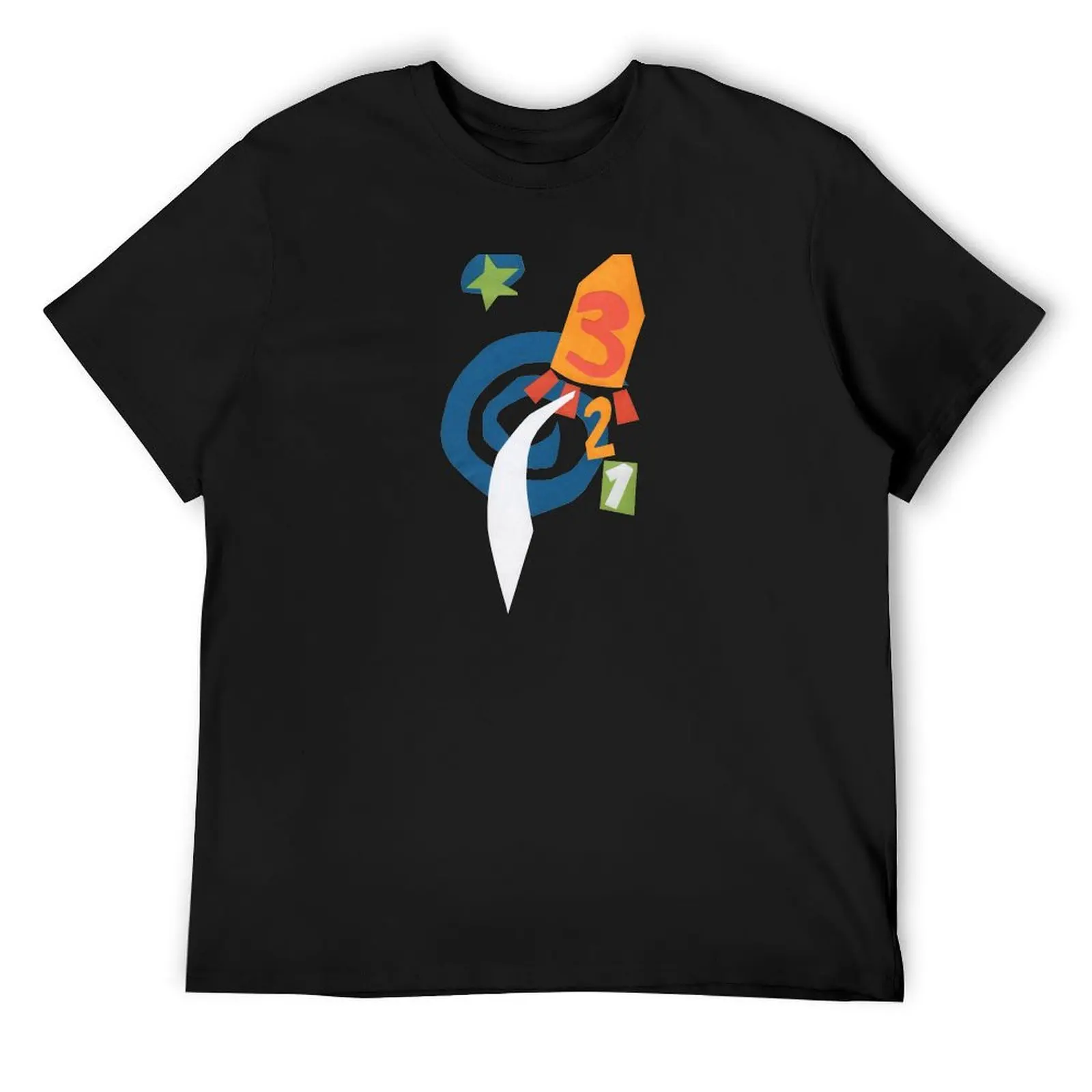 

3-2-1 Blast Off! All black T-Shirt vintage anime shirt cute clothes cute tops t shirt men 100℅ cotton
