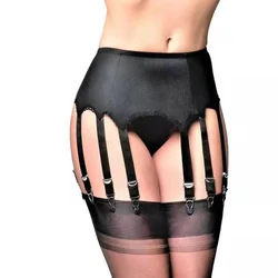 Ladies Sexy 10 Metal Buckles Garter Belt for Stockings Black Red Elastic Mesh Sheer Garter Belt Suspender Erotic Sex Wear